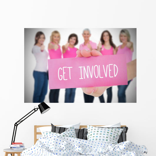 Composite image for breast cancer awareness Wall Mural