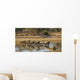 Large elephant herd crossing Luangwa river in Zambia Wall Mural