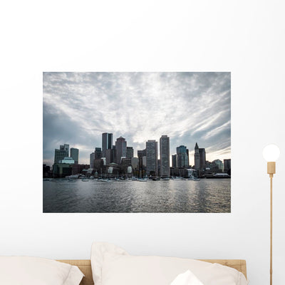 Boston Skyline Wall Decal shown on a wall