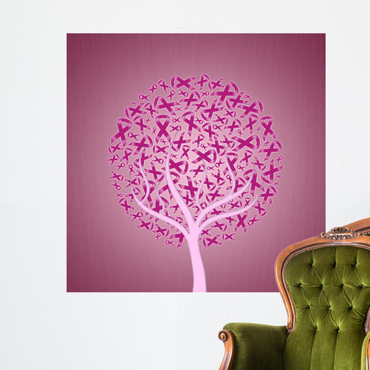 Plant with pink ribbon for breast cancer Wall Mural