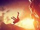 Hiker Free Falling From The Mountain. Man In Fatal Situation Wall Decal