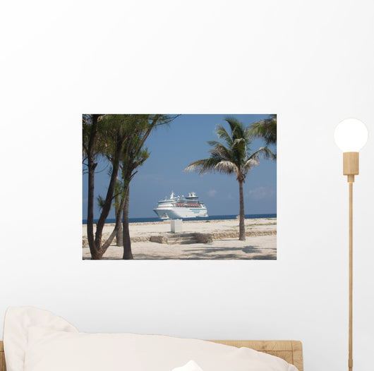 Cruise Ship with Palm Trees Wall Mural
