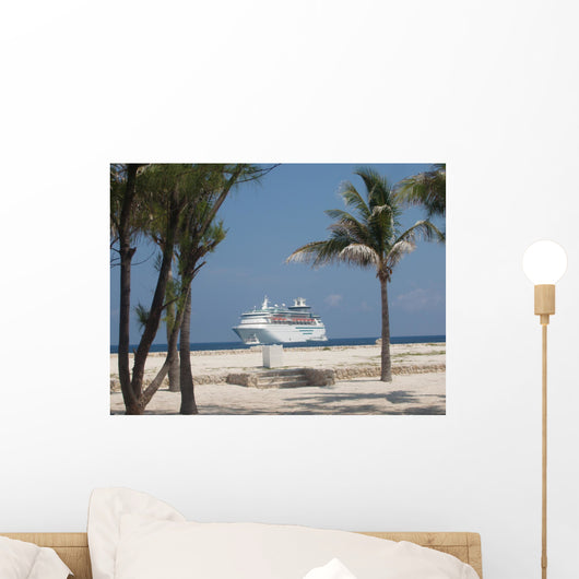 Cruise Ship with Palm Trees Wall Mural