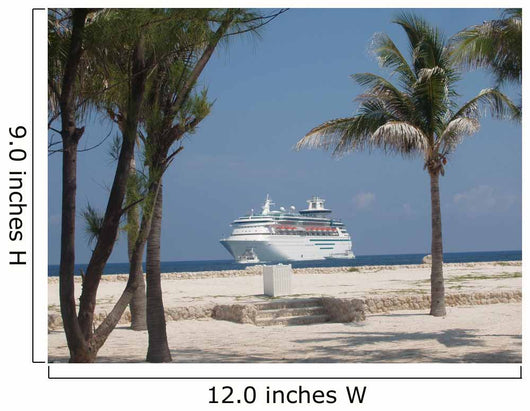 Cruise Ship with Palm Trees Wall Mural