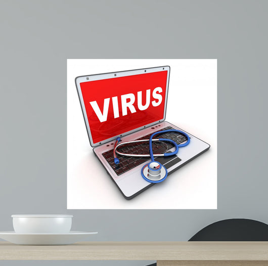 Laptop and Virus Wall Decal