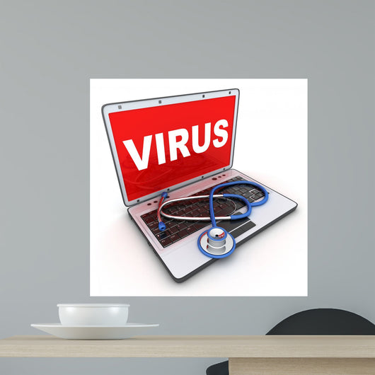 Laptop and Virus Wall Decal