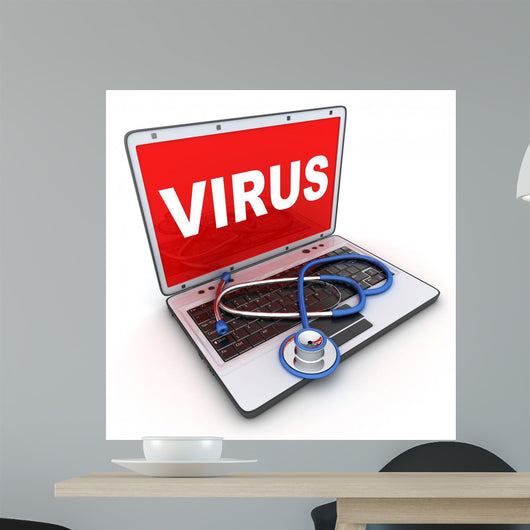 Laptop and Virus Wall Decal