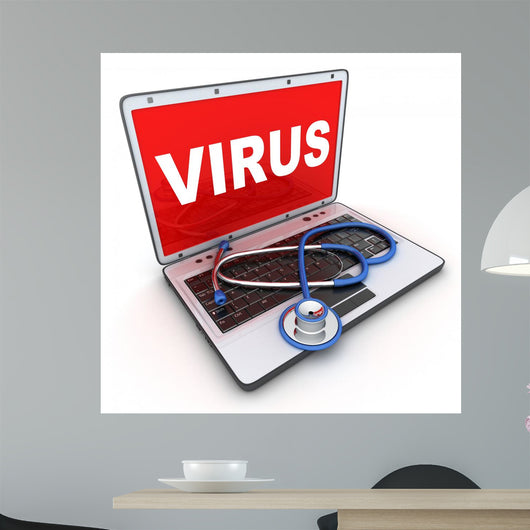 Laptop and Virus Wall Decal