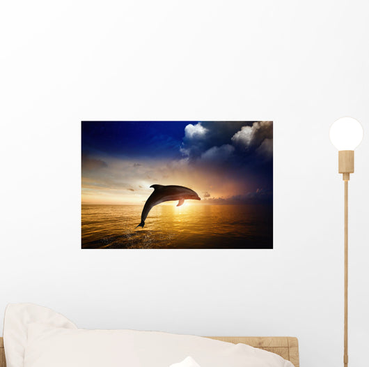 Sunrise Dolphin Jumping Wall Mural