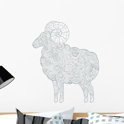 Ram Outline Wall Decal shown on a wall