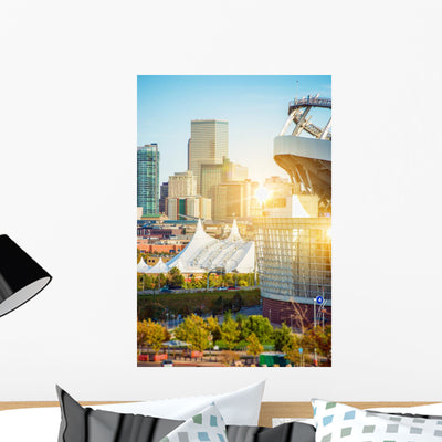 Denver Colorado Cityscape Wall Decal shown on a wall