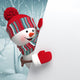 3D Snowman, Christmas Banner, Winter Background Wall Decal
