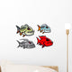 Cartoon colorful pirhana fish characters Wall Decal