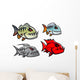 Cartoon colorful pirhana fish characters Wall Decal