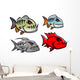 Cartoon colorful pirhana fish characters Wall Decal