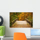 Bridge in autumn forest Wall Mural