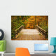 Bridge in autumn forest Wall Mural