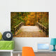 Bridge in autumn forest Wall Mural