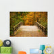Bridge in autumn forest Wall Mural