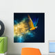 colorful explosion flying Macaw parrot Wall Mural