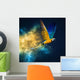 colorful explosion flying Macaw parrot Wall Mural