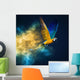 colorful explosion flying Macaw parrot Wall Mural