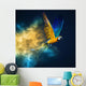 colorful explosion flying Macaw parrot Wall Mural