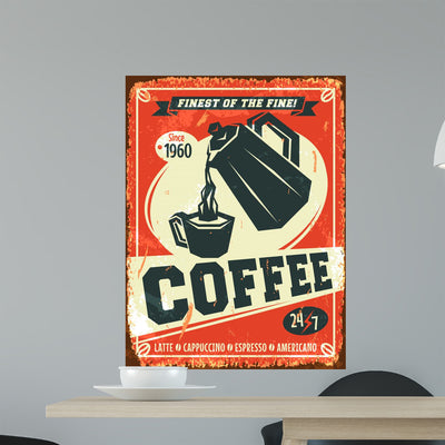 Vintage Coffee Wall Decal 2 shown on a wall