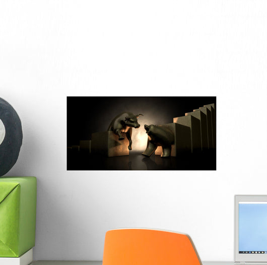 Bull And Bear Market Statues Wall Mural