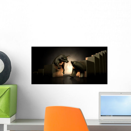 Bull And Bear Market Statues Wall Mural