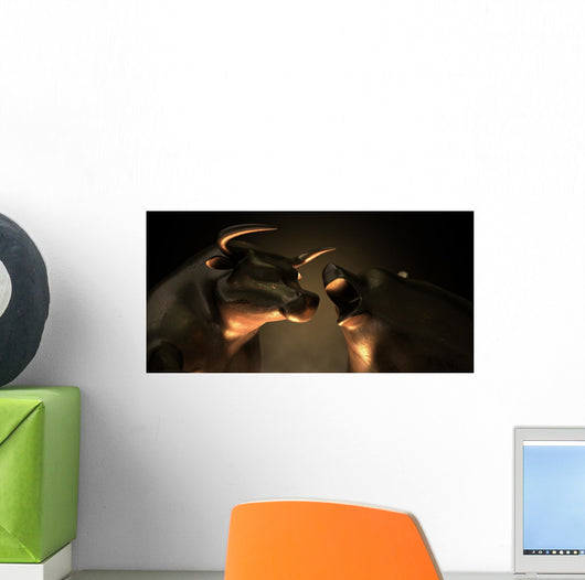 Bull And Bear Market Statues Wall Mural