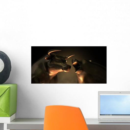 Bull And Bear Market Statues Wall Mural