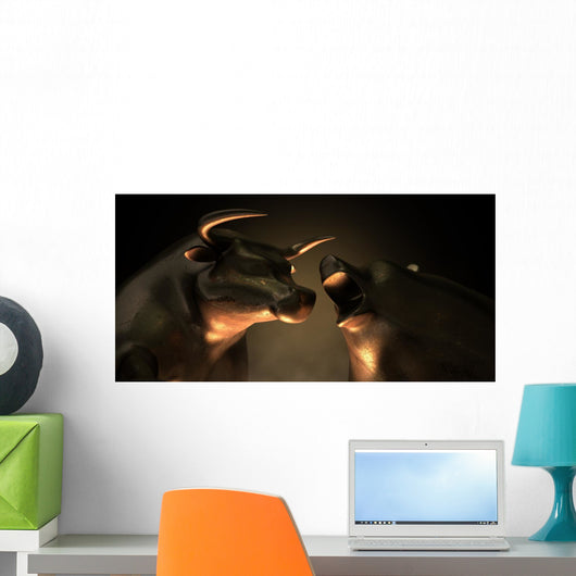 Bull And Bear Market Statues Wall Mural