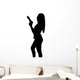 Silhouette of young sexy woman with gun Wall Decal