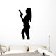 Silhouette of young sexy woman with gun Wall Decal