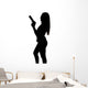 Silhouette of young sexy woman with gun Wall Decal