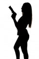 Silhouette Of Young Sexy Woman With Gun Wall Decal