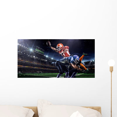 American Football Players Wall Decal shown on a wall