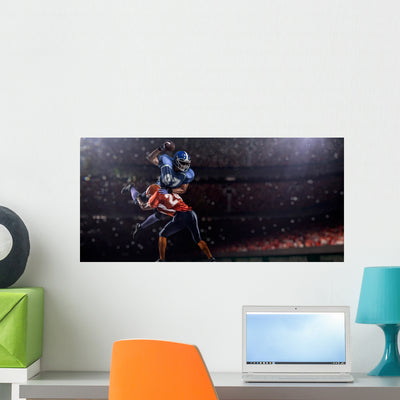 American Football Player Action Wall Decal shown on a wall