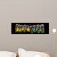 Macaw feather isolated on black background. BIg panorama. Wall Mural