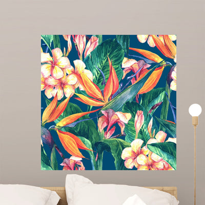 Tropical Seamless Pattern Wall Decal shown on a wall
