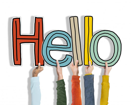 Hands Holding Word Hello Wall Decal