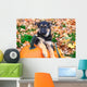 German Shepherd puppy sitting on pumpkins Wall Mural