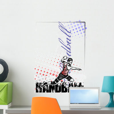 Handball Vector Poster Background Wall Decal shown on a wall