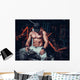 muscle shaped man tired sitting relaxed with weights and energy Wall Mural