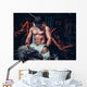 muscle shaped man tired sitting relaxed with weights and energy Wall Mural