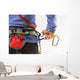 Woman wearing climbing equipment Wall Mural