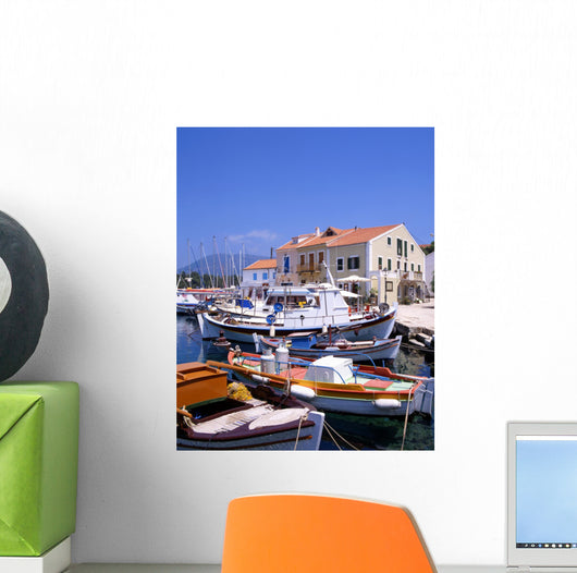 The harbour at Fiskardo on the greek island of Kefalonia Wall Mural