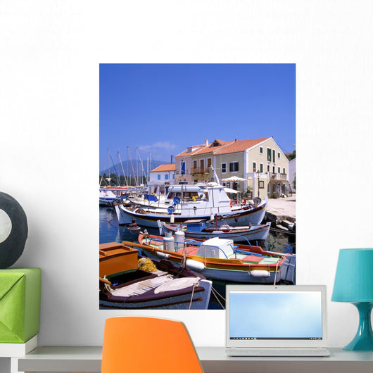 The harbour at Fiskardo on the greek island of Kefalonia Wall Mural