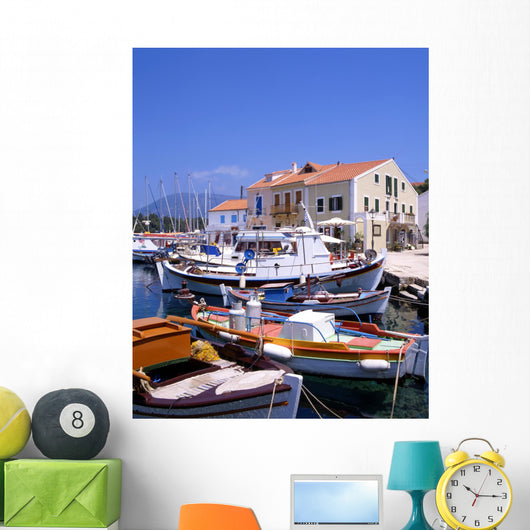 The harbour at Fiskardo on the greek island of Kefalonia Wall Mural